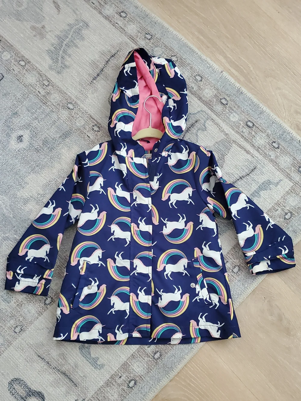 Carters Toddler Girls Rainbow Unicorn Rain Jacket Hooded Coat Sz3T